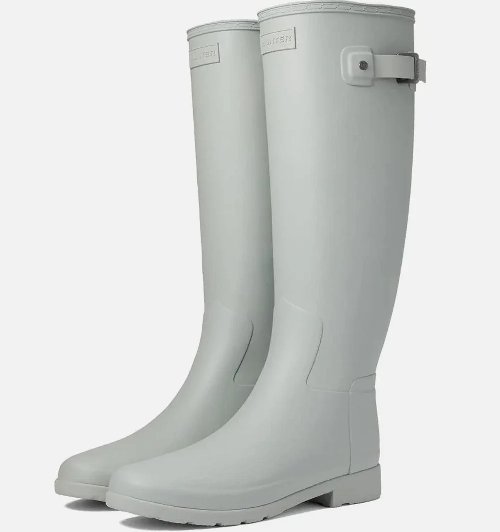 HUNTER Original Tall Refined Matte Gray Blue Rain Boot WFT1071RMA Womens 8 NEW